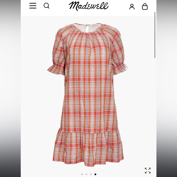 Madewell Plaid Ruffle-Sleeve Popover Mini Dress - Picture 6 of 10